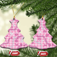 Alaka Aloha Hawaii Ceramic Ornament Plumeria Lei With Palaka Motif LT14 Christmas Tree Pink - Polynesian Pride