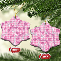 Alaka Aloha Hawaii Ceramic Ornament Plumeria Lei With Palaka Motif LT14 Snow Flake Pink - Polynesian Pride