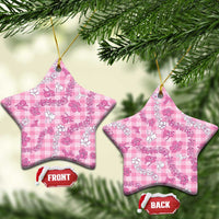 Alaka Aloha Hawaii Ceramic Ornament Plumeria Lei With Palaka Motif LT14 Star Pink - Polynesian Pride