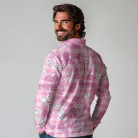 Alaka Aloha Hawaii Long Sleeve Polo Shirt Plumeria Lei With Palaka Motif LT14 - Polynesian Pride