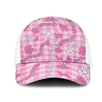 Alaka Aloha Hawaii Mesh Trucker Cap Plumeria Lei With Palaka Motif LT14 One Size White Pink - Polynesian Pride