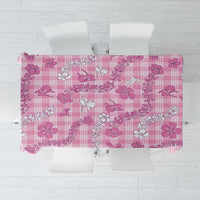 Alaka Aloha Hawaii Tablecloth Plumeria Lei With Palaka Motif LT14 Pink - Polynesian Pride