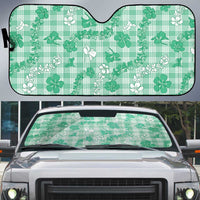 Omaomao Aloha Hawaii Auto Sun Shade Plumeria Lei With Palaka Motif - Polynesian Pride