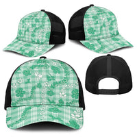 Omaomao Aloha Hawaii Baseball Net Cap Plumeria Lei With Palaka Motif LT14 - Polynesian Pride