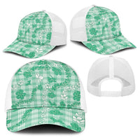Omaomao Aloha Hawaii Baseball Net Cap Plumeria Lei With Palaka Motif LT14 - Polynesian Pride
