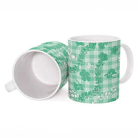 Omaomao Aloha Hawaii Ceramic Mug Plumeria Lei With Palaka Motif - Polynesian Pride