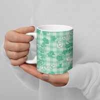 Omaomao Aloha Hawaii Ceramic Mug Plumeria Lei With Palaka Motif - Polynesian Pride