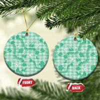 Omaomao Aloha Hawaii Ceramic Ornament Plumeria Lei With Palaka Motif LT14 Circle Green - Polynesian Pride