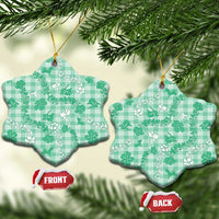 Omaomao Aloha Hawaii Ceramic Ornament Plumeria Lei With Palaka Motif LT14 Snow Flake Green - Polynesian Pride