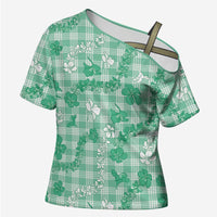 Omaomao Aloha Hawaii Cross Shoulder Shirt Plumeria Lei With Palaka Motif - Polynesian Pride