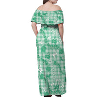 Omaomao Aloha Hawaii Family Matching Off Shoulder Maxi Dress and Hawaiian Shirt Plumeria Lei With Palaka Motif - Polynesian Pride