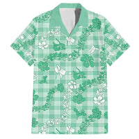 Omaomao Aloha Hawaii Family Matching Off Shoulder Short Dress and Hawaiian Shirt Plumeria Lei With Palaka Motif - Polynesian Pride