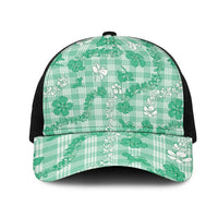 Omaomao Aloha Hawaii Mesh Trucker Cap Plumeria Lei With Palaka Motif LT14 One Size Black Green - Polynesian Pride