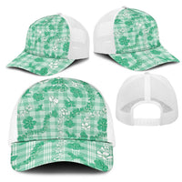Omaomao Aloha Hawaii Mesh Trucker Cap Plumeria Lei With Palaka Motif LT14 - Polynesian Pride