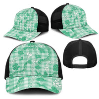 Omaomao Aloha Hawaii Mesh Trucker Cap Plumeria Lei With Palaka Motif LT14 - Polynesian Pride