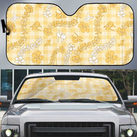 Melemele Aloha Hawaii Auto Sun Shade Plumeria Lei With Palaka Motif - Polynesian Pride