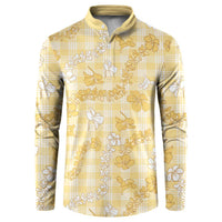 Melemele Aloha Hawaii Button Sweatshirt Plumeria Lei With Palaka Motif - Polynesian Pride