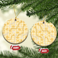 Melemele Aloha Hawaii Ceramic Ornament Plumeria Lei With Palaka Motif LT14 Circle Yellow - Polynesian Pride