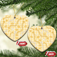 Melemele Aloha Hawaii Ceramic Ornament Plumeria Lei With Palaka Motif LT14 Heart Yellow - Polynesian Pride