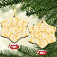 Melemele Aloha Hawaii Ceramic Ornament Plumeria Lei With Palaka Motif LT14 Snow Flake Yellow - Polynesian Pride