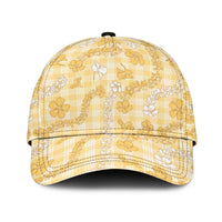 Melemele Aloha Hawaii Classic Cap Plumeria Lei With Palaka Motif LT14 Universal Fit Yellow - Polynesian Pride