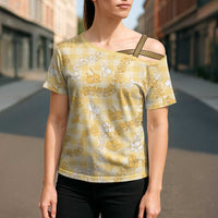 Melemele Aloha Hawaii Cross Shoulder Shirt Plumeria Lei With Palaka Motif - Polynesian Pride