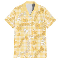 Melemele Aloha Hawaii Family Matching Off The Shoulder Long Sleeve Dress and Hawaiian Shirt Plumeria Lei With Palaka Motif - Polynesian Pride