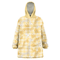 Melemele Aloha Hawaii Wearable Blanket Hoodie Plumeria Lei With Palaka Motif - Polynesian Pride