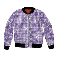 Poni Aloha Hawaii Bomber Jacket Plumeria Lei With Palaka Motif - Polynesian Pride