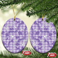 Poni Aloha Hawaii Ceramic Ornament Plumeria Lei With Palaka Motif LT14 Oval Purple - Polynesian Pride