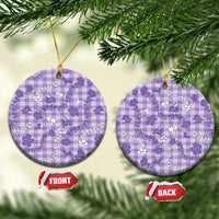 Poni Aloha Hawaii Ceramic Ornament Plumeria Lei With Palaka Motif LT14 Circle Purple - Polynesian Pride