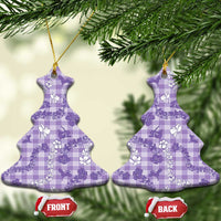 Poni Aloha Hawaii Ceramic Ornament Plumeria Lei With Palaka Motif LT14 Christmas Tree Purple - Polynesian Pride