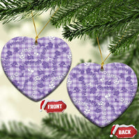 Poni Aloha Hawaii Ceramic Ornament Plumeria Lei With Palaka Motif LT14 Heart Purple - Polynesian Pride