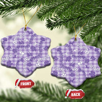 Poni Aloha Hawaii Ceramic Ornament Plumeria Lei With Palaka Motif LT14 Snow Flake Purple - Polynesian Pride
