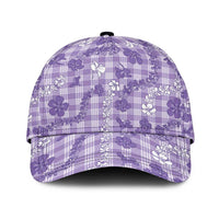 Poni Aloha Hawaii Classic Cap Plumeria Lei With Palaka Motif LT14 Universal Fit Purple - Polynesian Pride