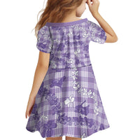 Poni Aloha Hawaii Kid Short Sleeve Dress Plumeria Lei With Palaka Motif - Polynesian Pride