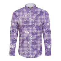 Poni Aloha Hawaii Long Sleeve Button Shirt Plumeria Lei With Palaka Motif - Polynesian Pride