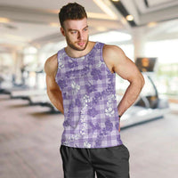 Poni Aloha Hawaii Men Tank Top Plumeria Lei With Palaka Motif - Polynesian Pride