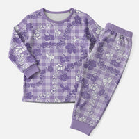 Poni Aloha Hawaii Christmas Pajama Set Plumeria Lei With Palaka Motif LT14 Men Purple - Polynesian Pride