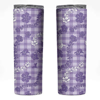 Poni Aloha Hawaii Skinny Tumbler Plumeria Lei With Palaka Motif - Polynesian Pride
