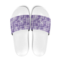 Poni Aloha Hawaii Slide Sandals Plumeria Lei With Palaka Motif - Polynesian Pride