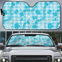 Polu Aloha Hawaii Auto Sun Shade Plumeria Lei With Palaka Motif - Polynesian Pride
