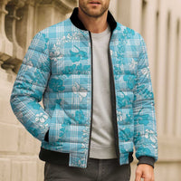 Polu Aloha Hawaii Bomber Puffer Jacket Plumeria Lei With Palaka Motif - Polynesian Pride