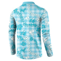 Polu Aloha Hawaii Button Sweatshirt Plumeria Lei With Palaka Motif - Polynesian Pride