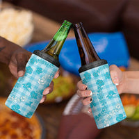 Polu Aloha Hawaii 4 in 1 Can Cooler Tumbler Plumeria Lei With Palaka Motif - Polynesian Pride