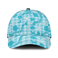 Polu Aloha Hawaii Classic Cap Plumeria Lei With Palaka Motif LT14 Universal Fit Blue - Polynesian Pride
