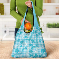 Polu Aloha Hawaii Grocery Bag Plumeria Lei With Palaka Motif - Polynesian Pride