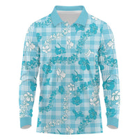 Polu Aloha Hawaii Long Sleeve Polo Shirt Plumeria Lei With Palaka Motif - Polynesian Pride