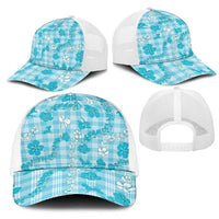 Polu Aloha Hawaii Mesh Trucker Cap Plumeria Lei With Palaka Motif LT14 - Polynesian Pride