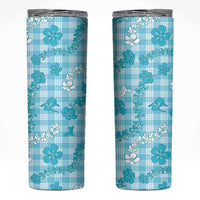 Polu Aloha Hawaii Skinny Tumbler Plumeria Lei With Palaka Motif - Polynesian Pride